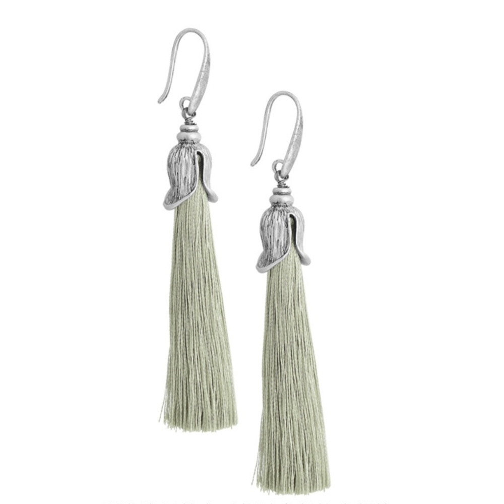 Last one! Hook Tassel Long Earring- Light green